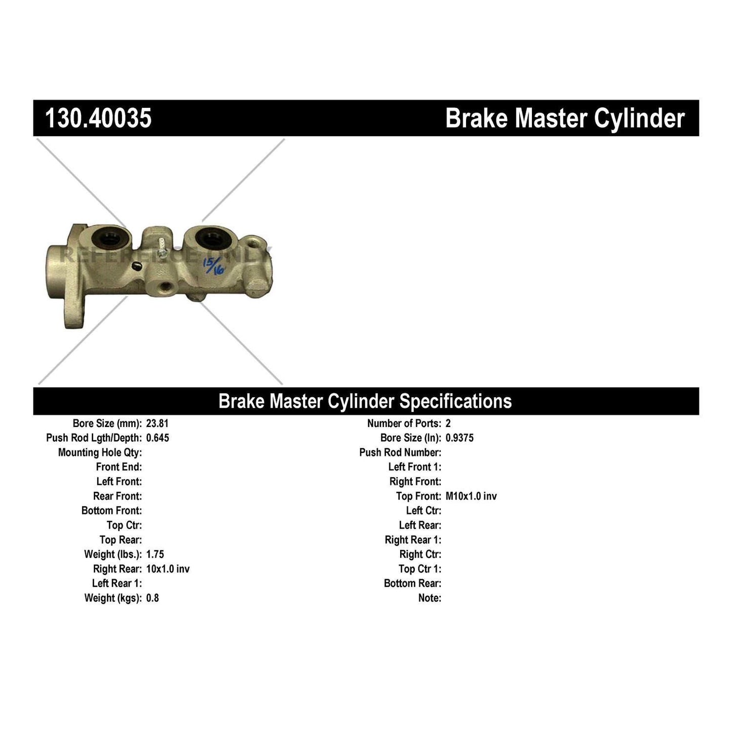 Centric Parts Brake Master Cylinder Premium for 1998-2001 Acura Integra 130.40035