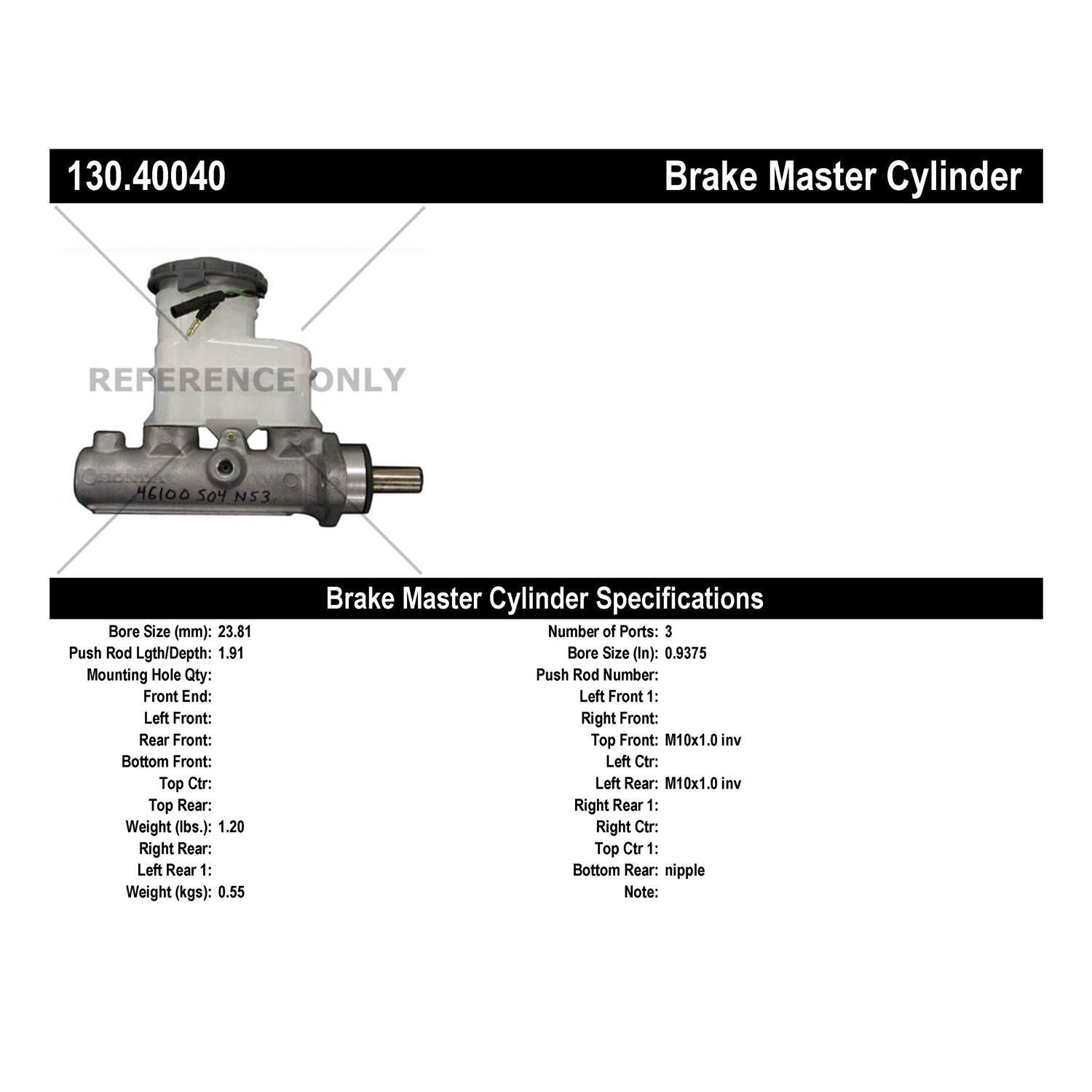 Centric Parts Premium Brake Master Cylinder 130.40040