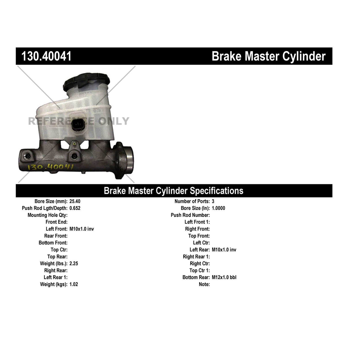 Stoptech Centric Premium Brake Master Cylinder 130.40041