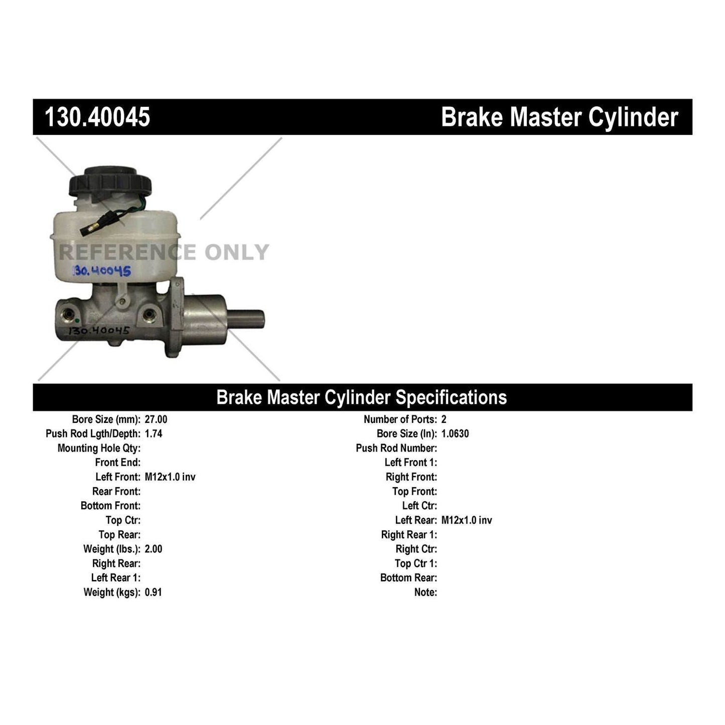 Centric Parts Brake Master Cylinder 130.40045