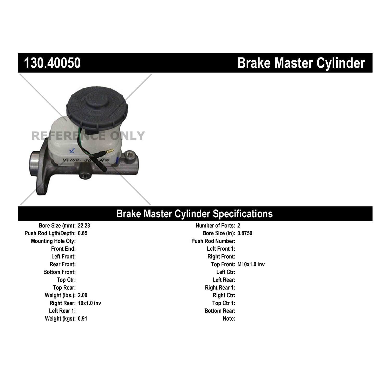 Stoptech Centric 99-00 Honda Civic - Premium Brake Master Cylinder 130.40050