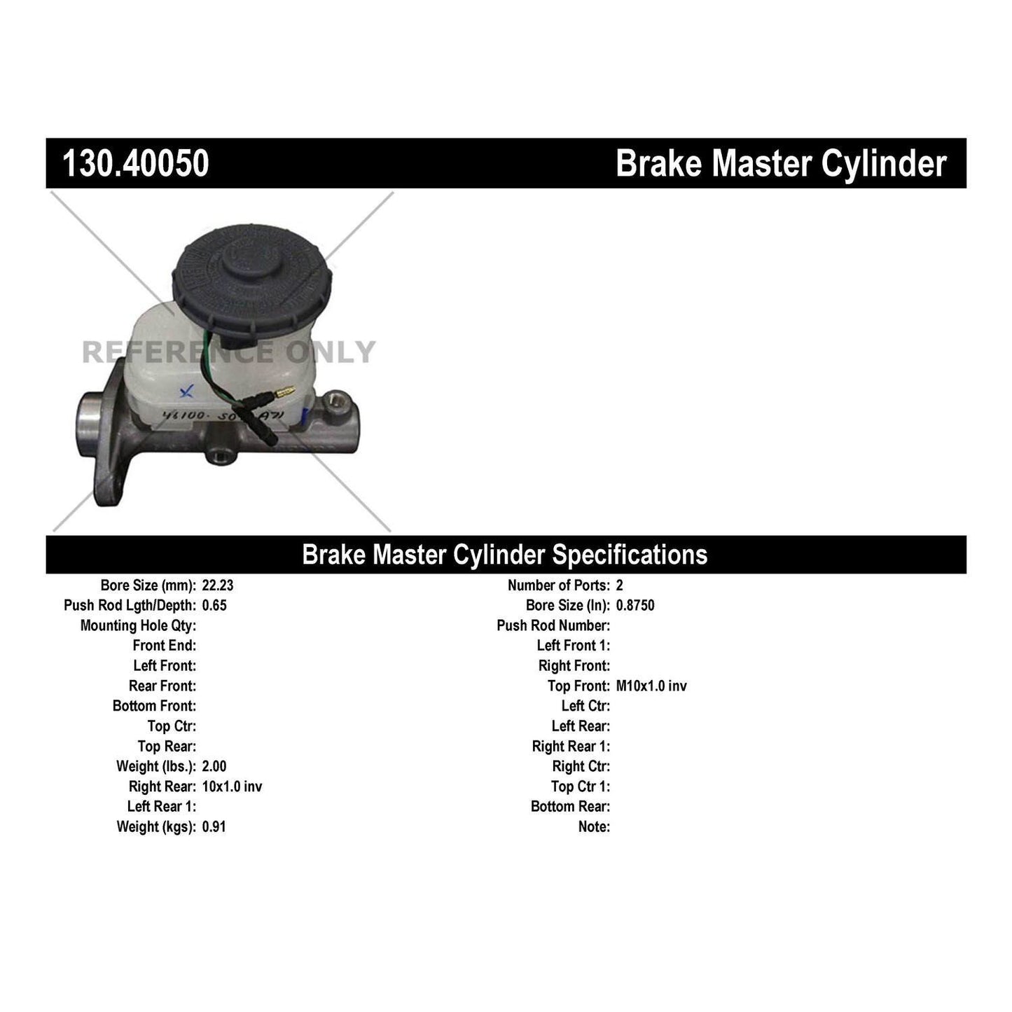 Centric Parts Brake Master Cylinder 130.40050