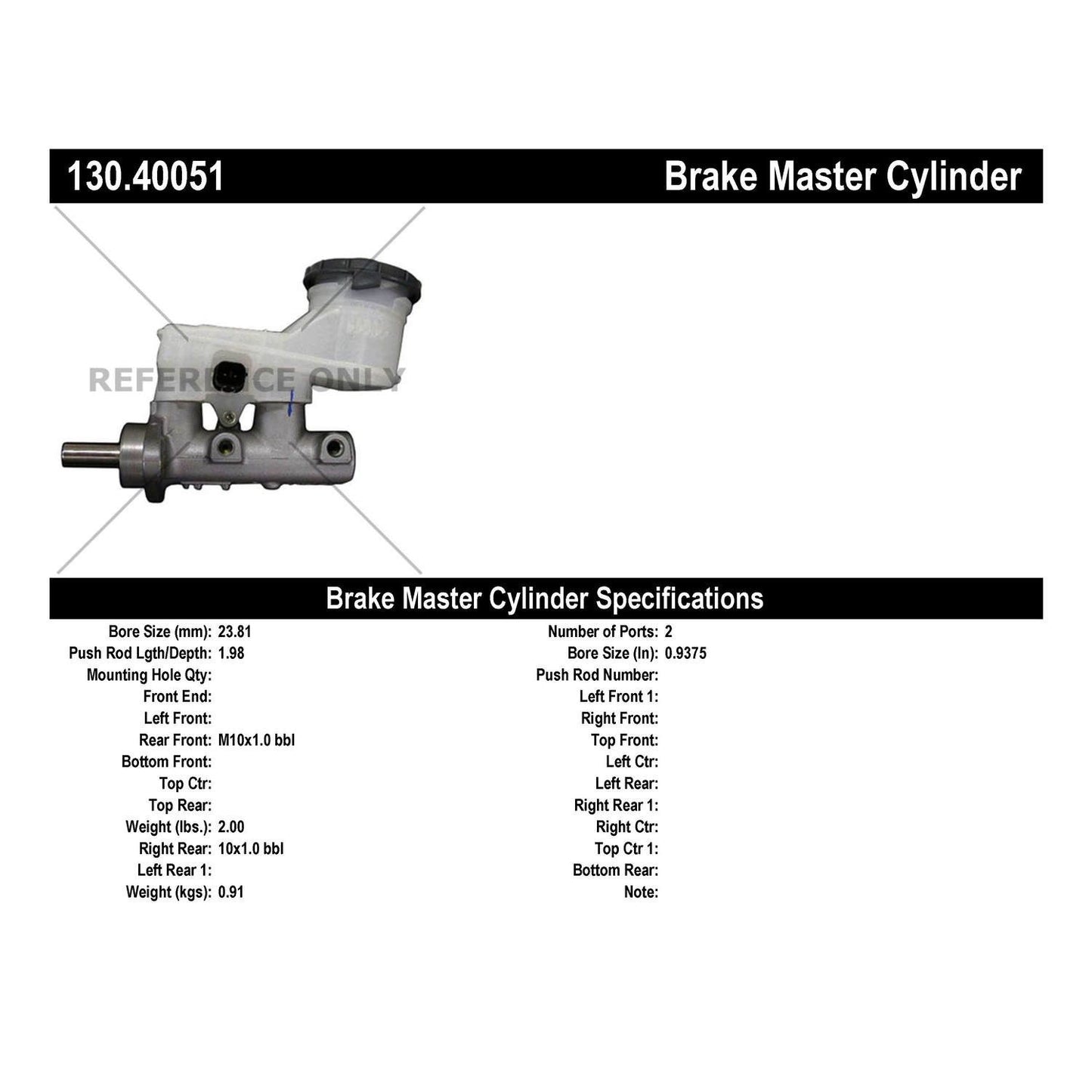 Centric Parts Brake Master Cylinder 130.40051