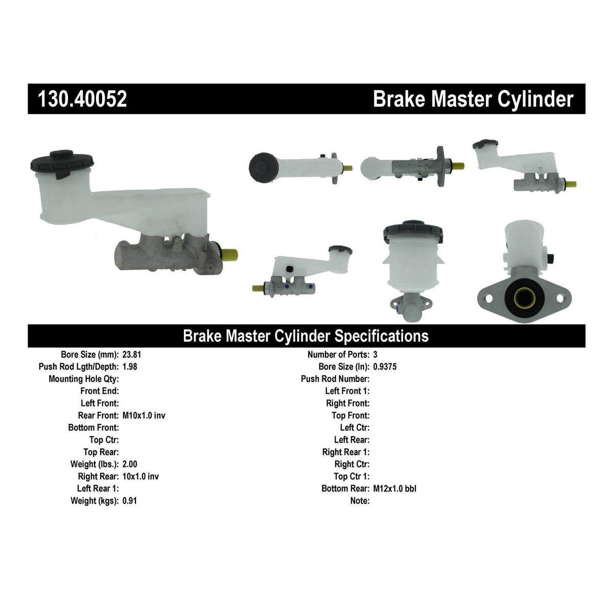 Centric Parts Premium Brake Master Cylinder 130.40052