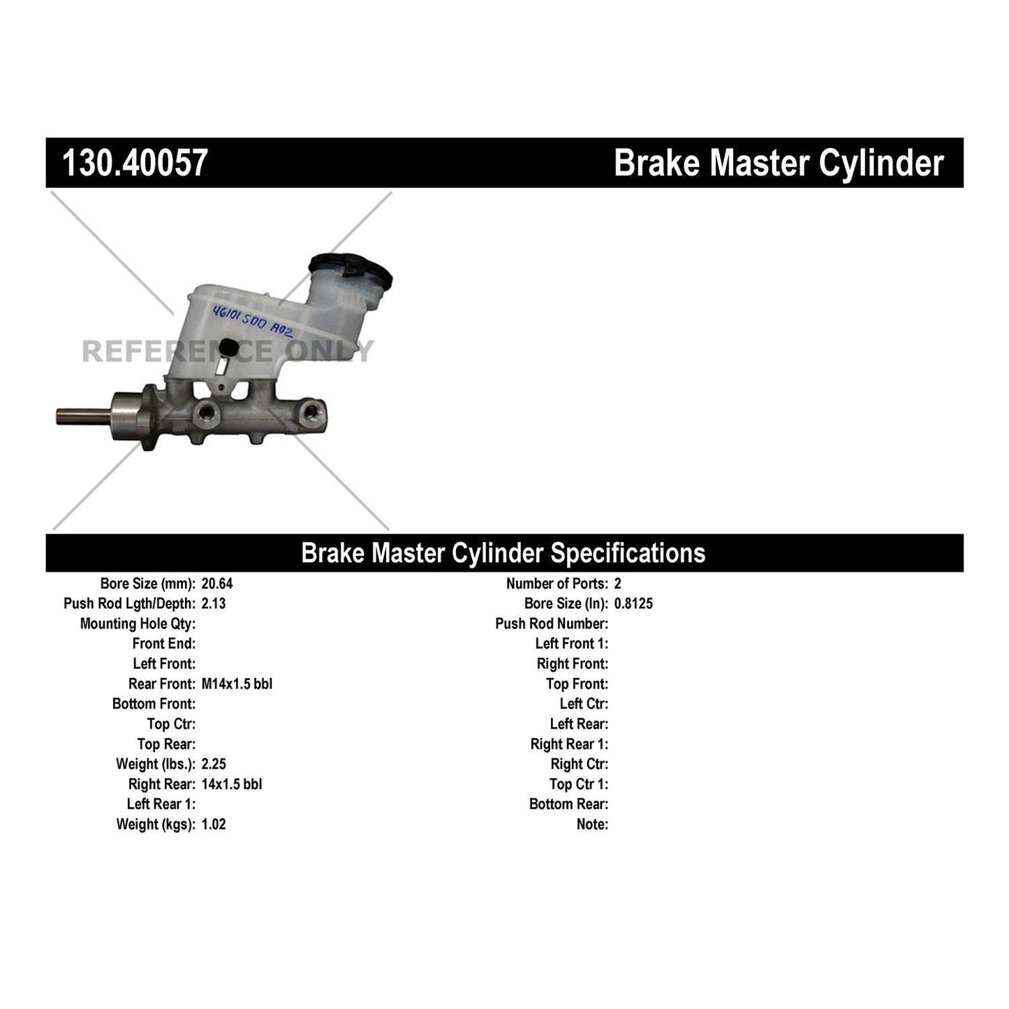 Centric Parts Brake Master Cylinder 130.40057