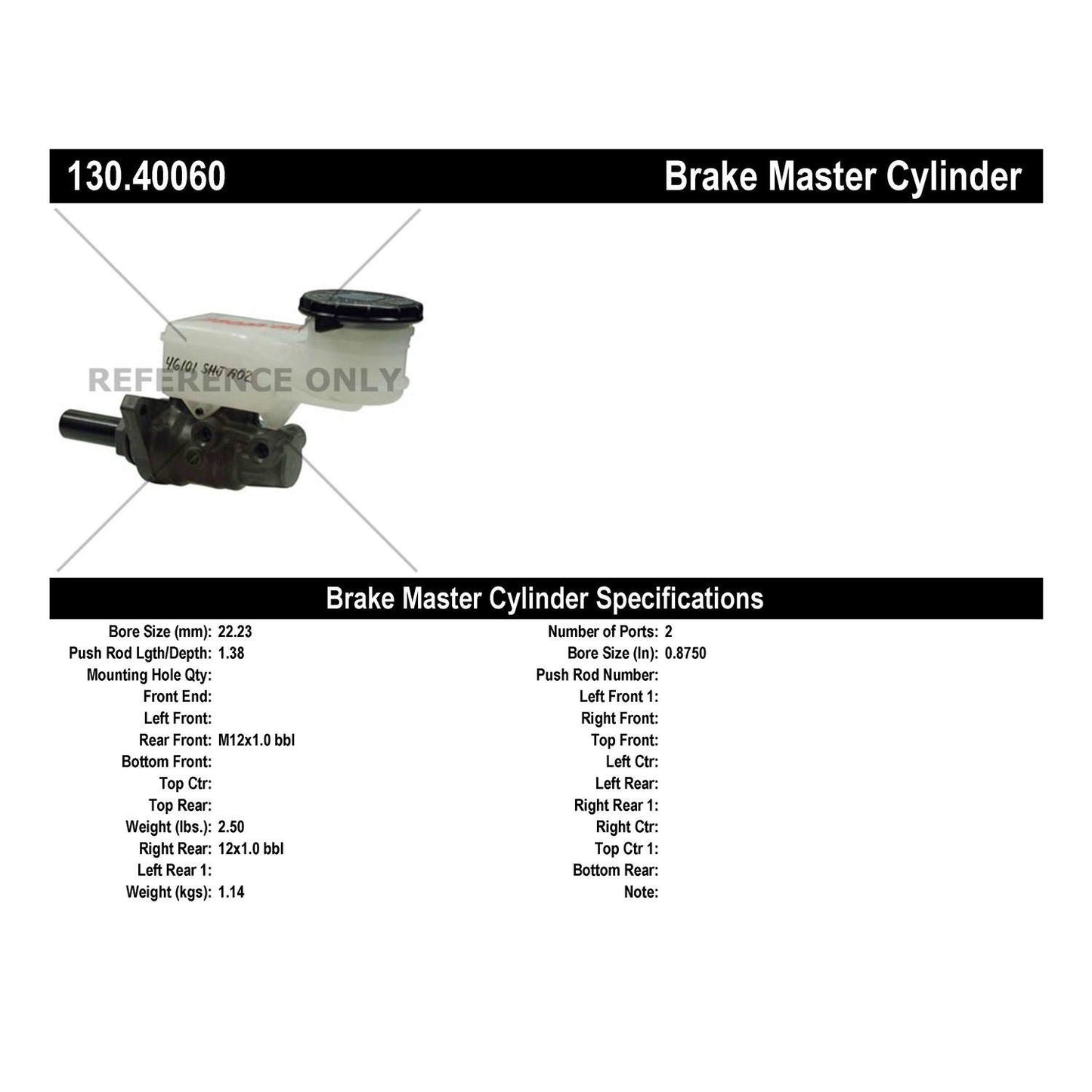 Centric Parts Brake Master Cylinder 130.40060