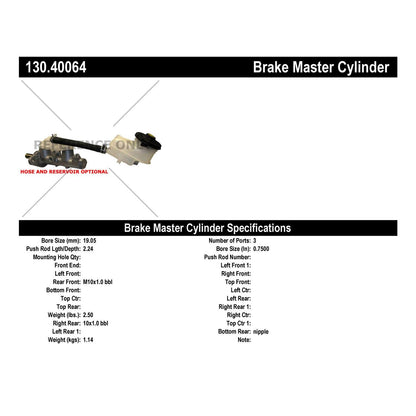 Stoptech Centric Premium Brake Master Cylinder 130.40064