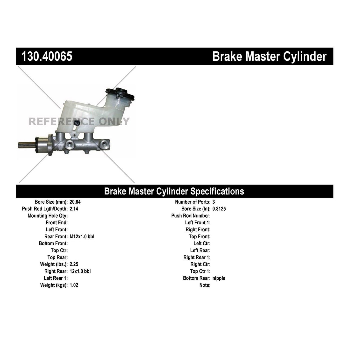 Centric Parts Premium Brake Master Cylinder 130.40065