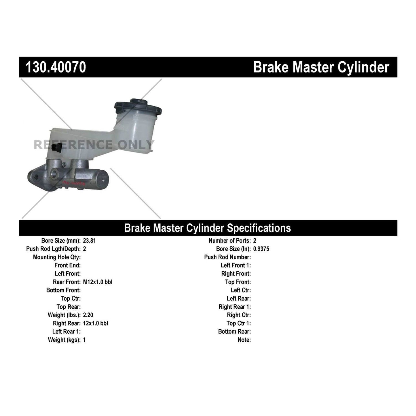 Centric Parts Brake Master Cylinder 130.40070