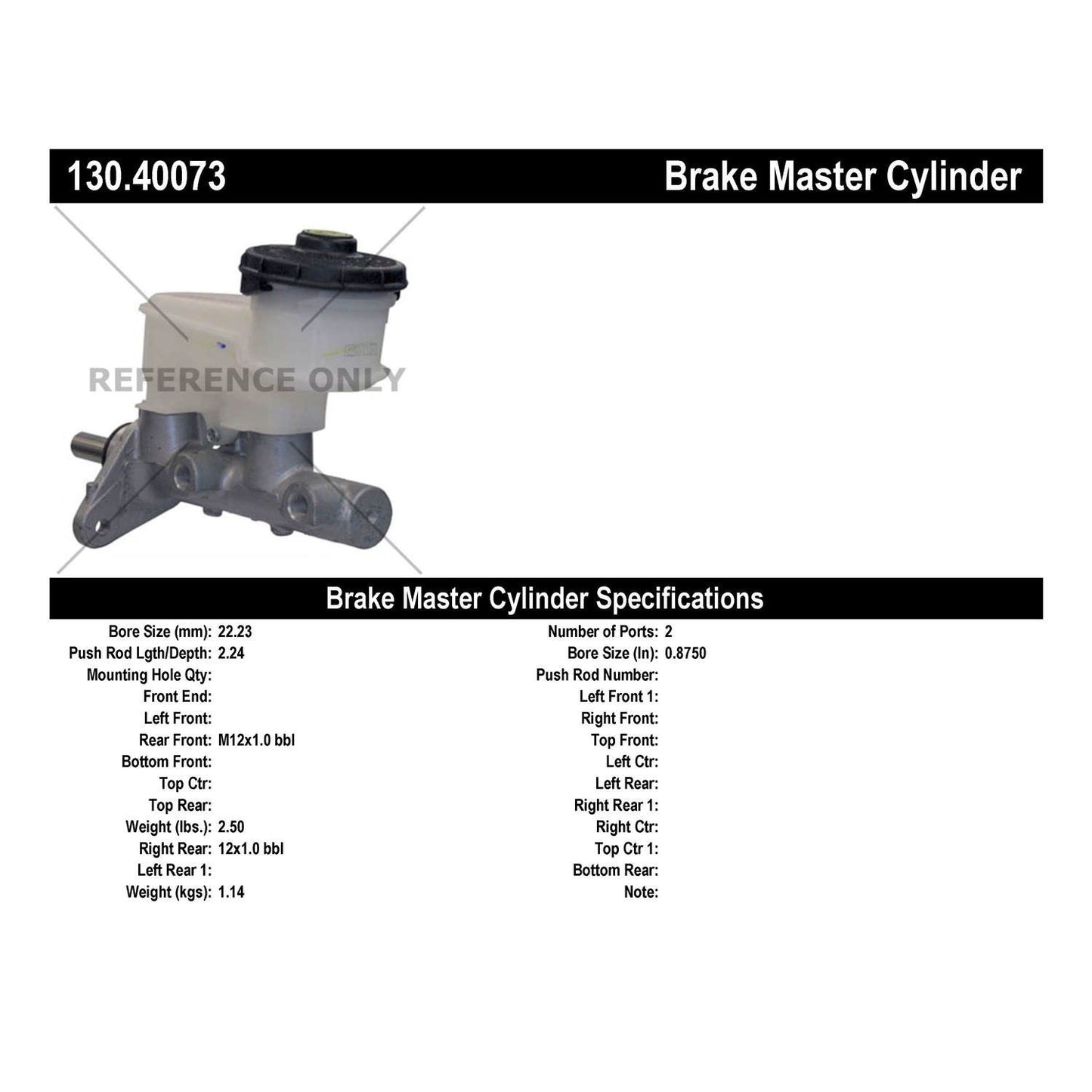 Centric Parts Brake Master Cylinder 130.40073