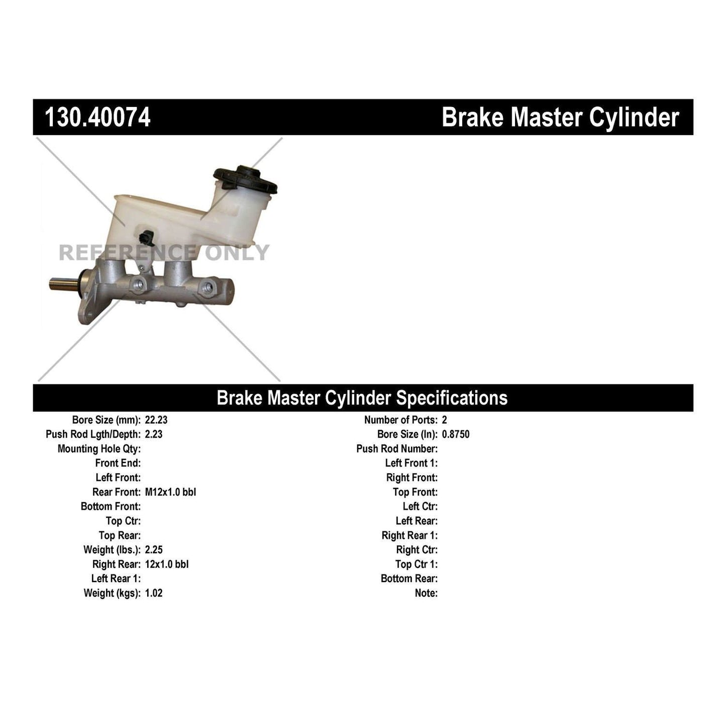 Centric Parts Brake Master Cylinder 130.40074