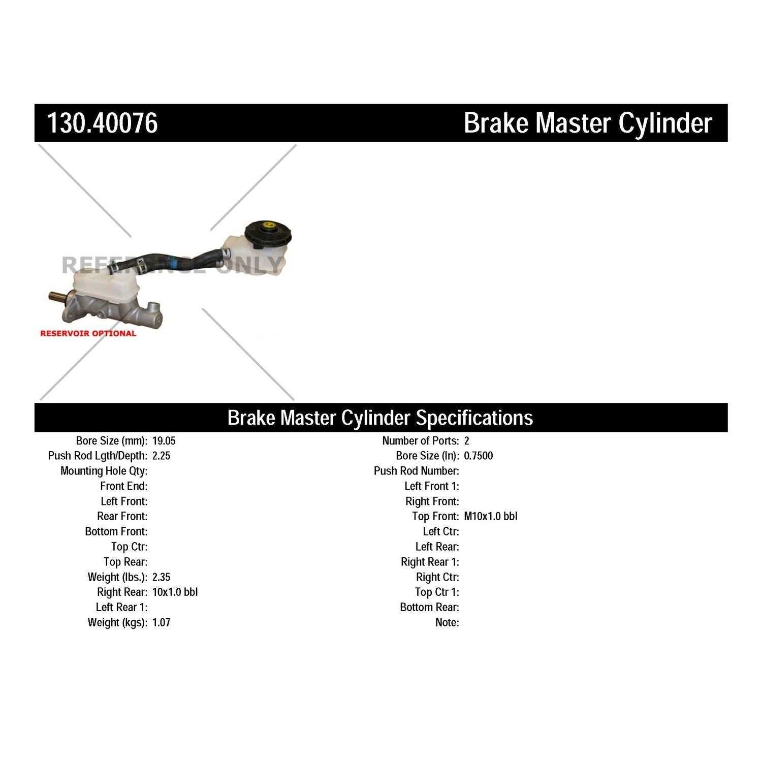 Centric Parts Premium Brake Master Cylinder 130.40076