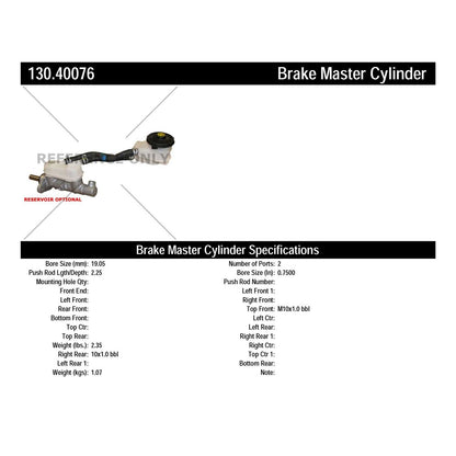 Centric Parts Brake Master Cylinder 130.40076