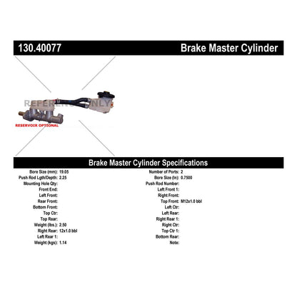 Centric Parts Premium Brake Master Cylinder 130.40077