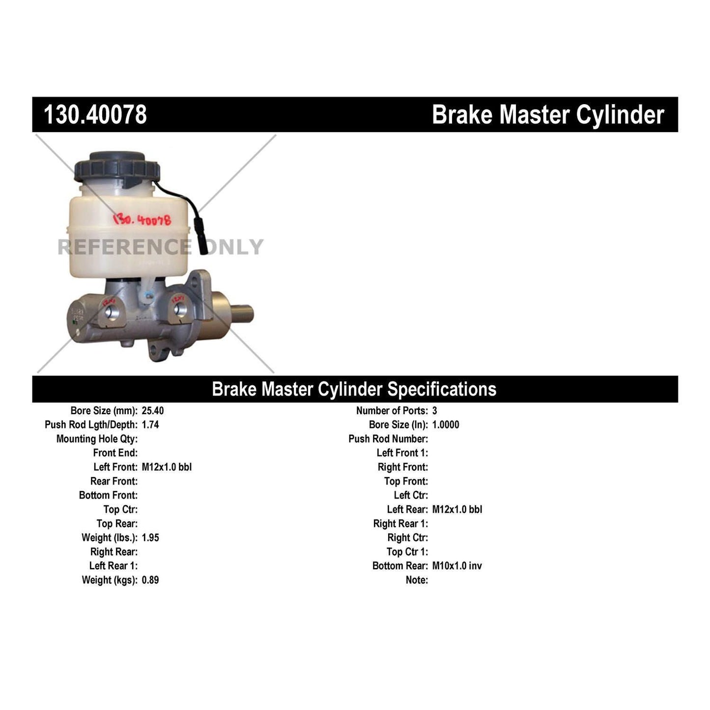 Centric Parts Brake Master Cylinder Aluminum Casting Body for OEM fit 130.40078