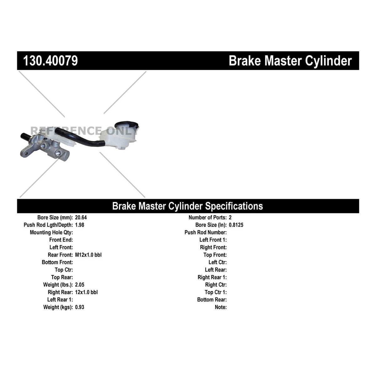 Centric Parts Brake Master Cylinder 130.40079
