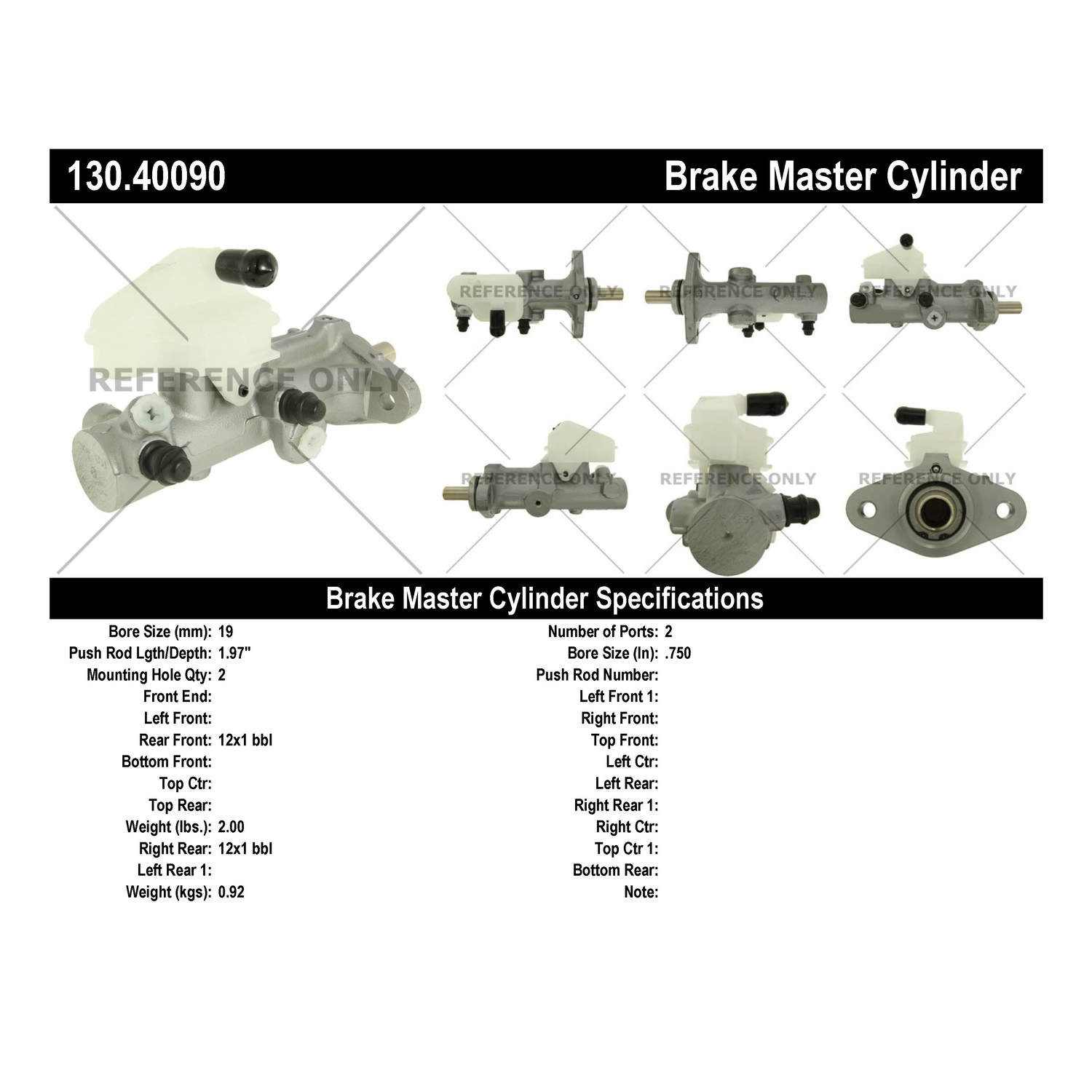 StopTech Premium Brake Master Cylinder 130.40090