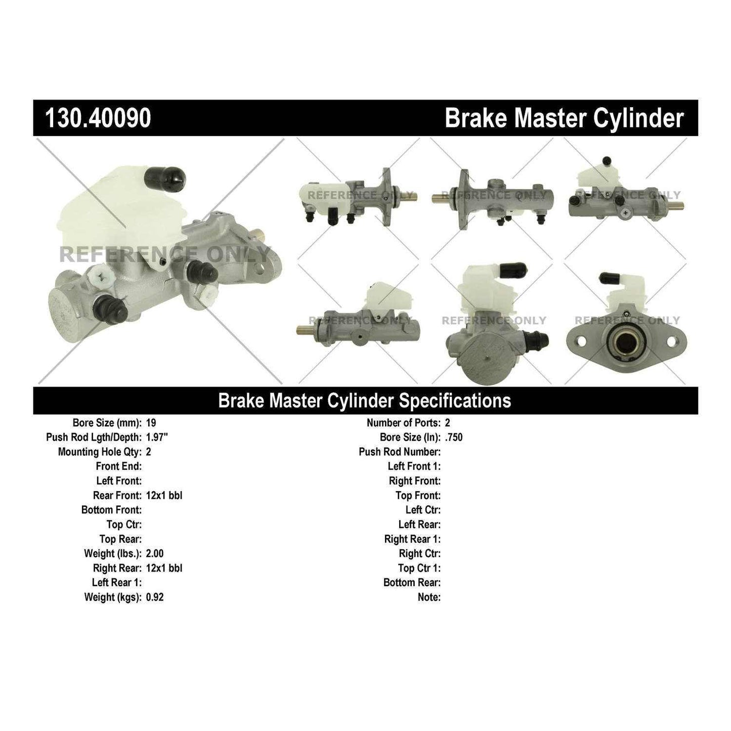 Centric Parts Brake Master Cylinder 130.40090