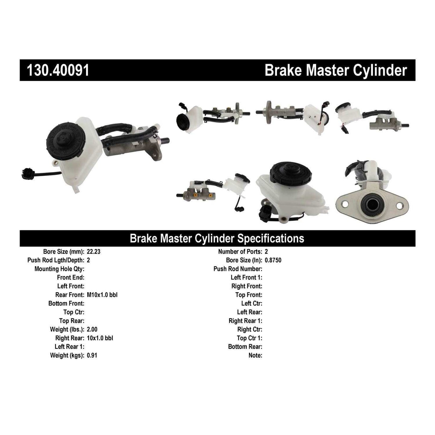Stoptech Centric Premium Brake Master Cylinder 130.40091