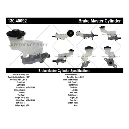 Centric Parts Brake Master Cylinder with Reservoir Switches and Floats 130.40092