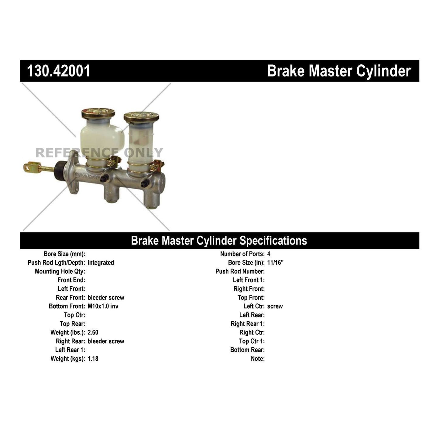 Centric Parts Brake Master Cylinder 130.42001