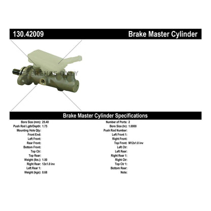 Stoptech Centric Premium Brake Master Cylinder 130.42009