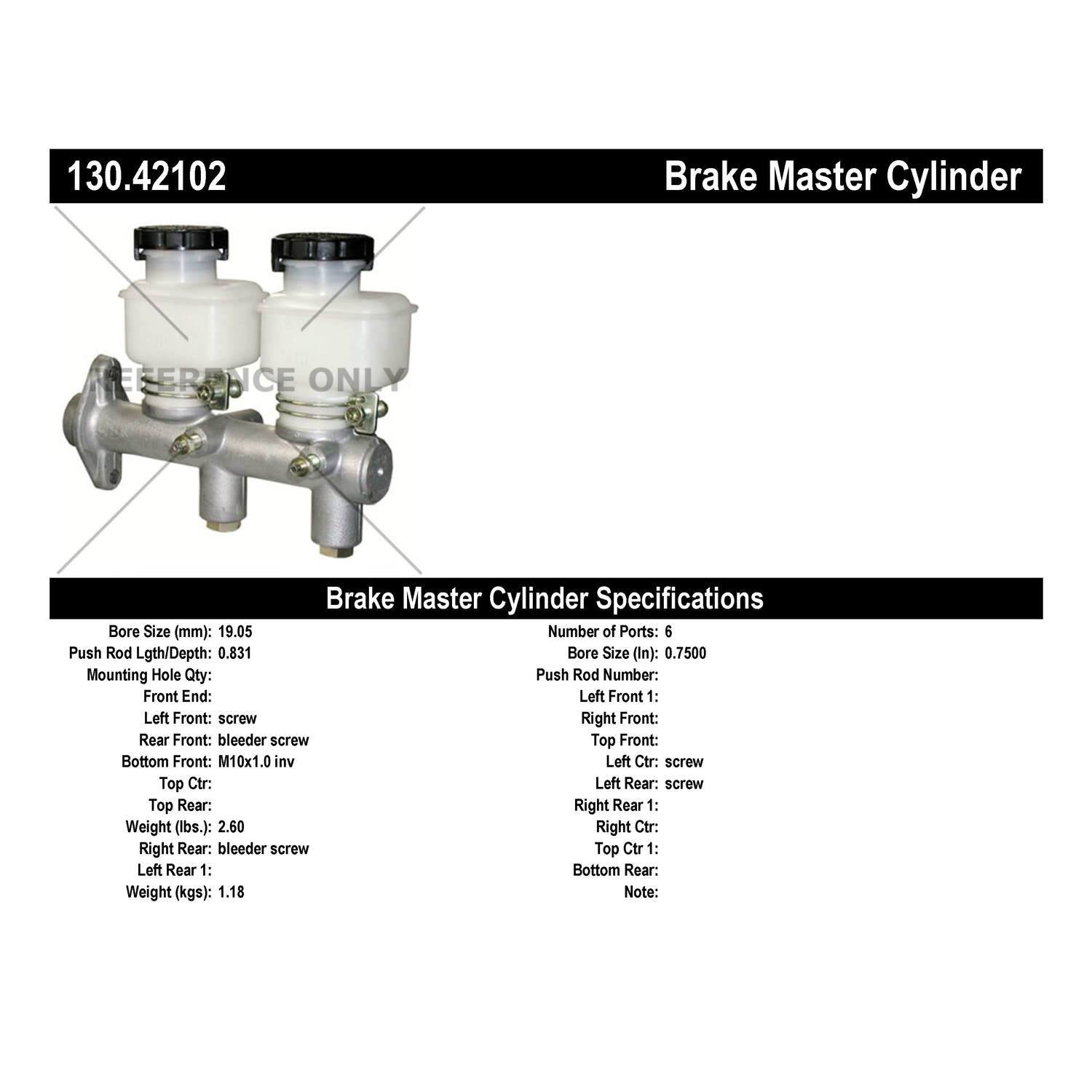 Centric Parts Premium Brake Master Cylinder 130.42102