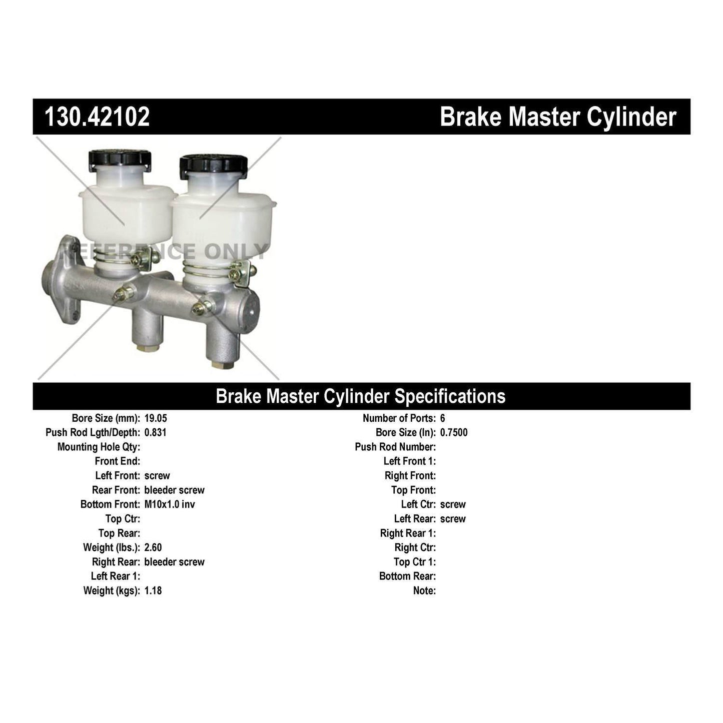 Centric Parts Brake Master Cylinder 130.42102