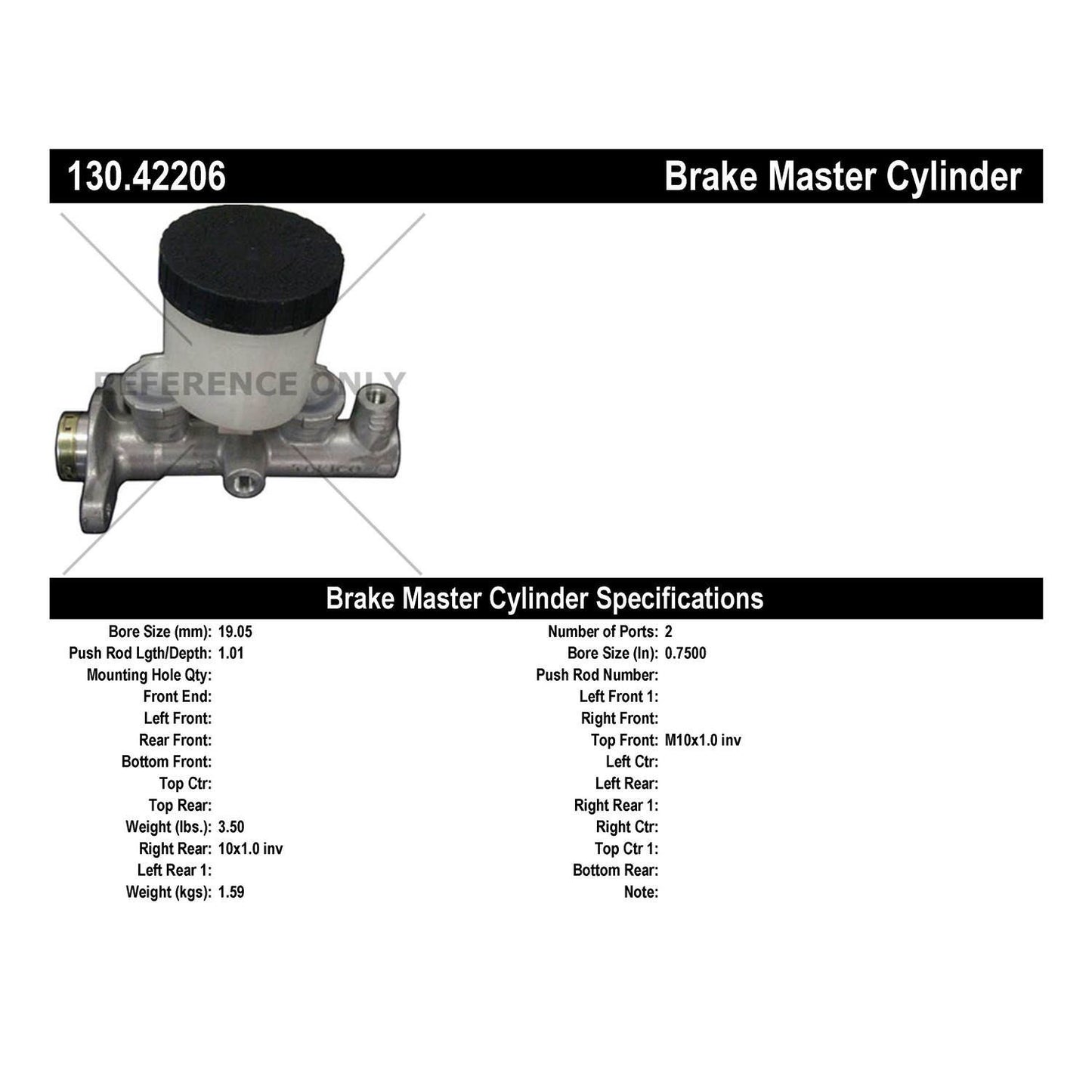 Centric Parts Premium Brake Master Cylinder 130.42206