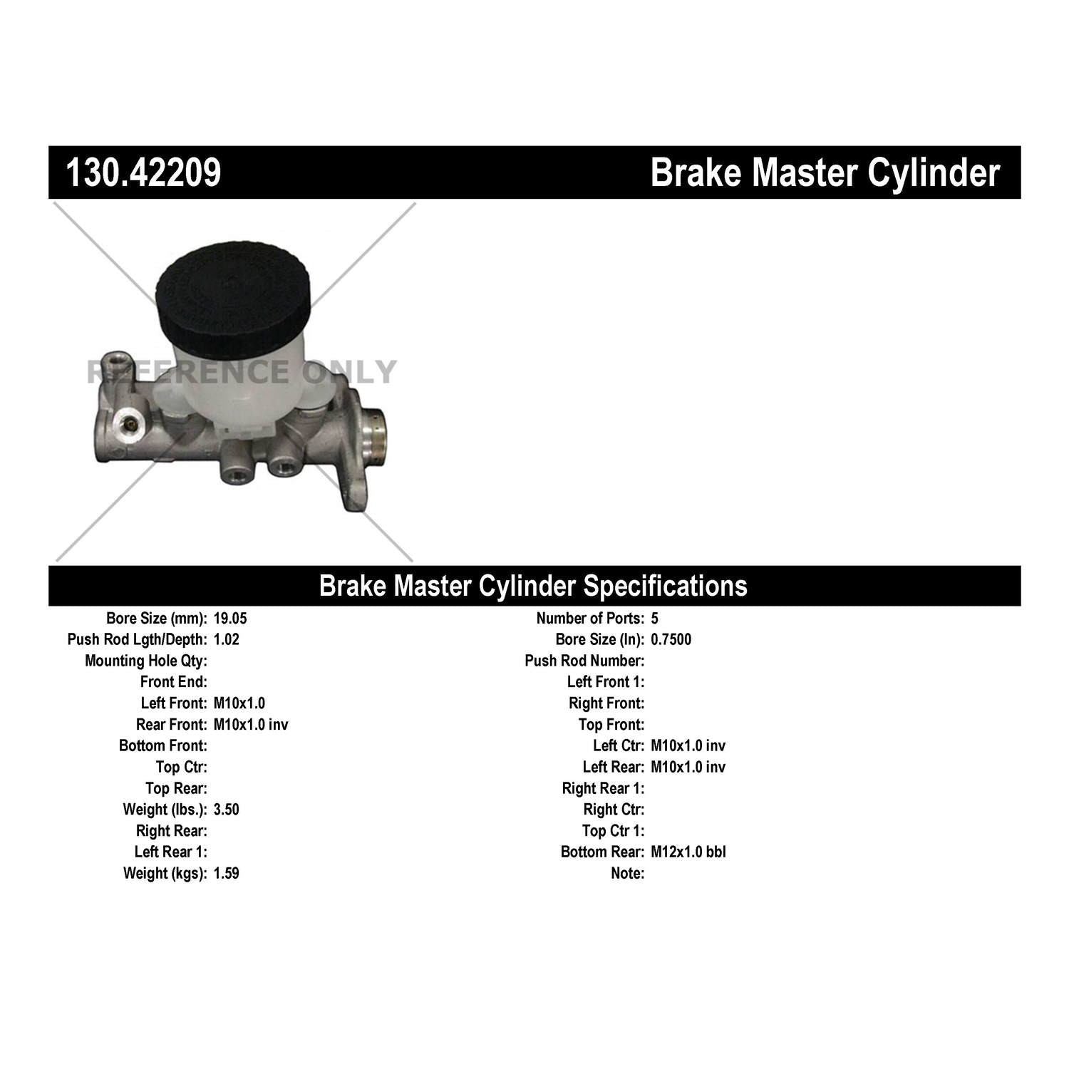 Centric Parts Premium Brake Master Cylinder 130.42209