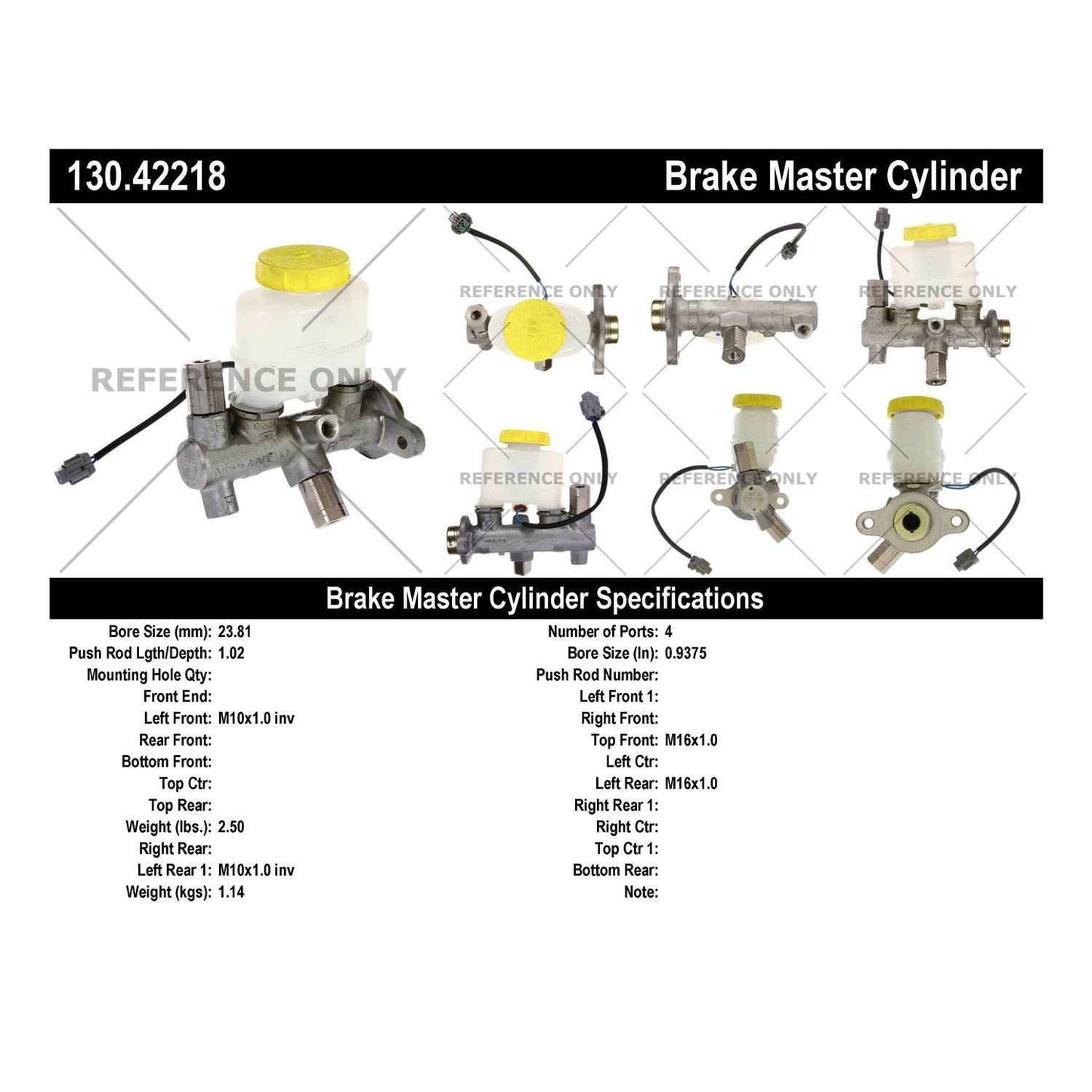 Centric Parts Premium Brake Master Cylinder 130.42218
