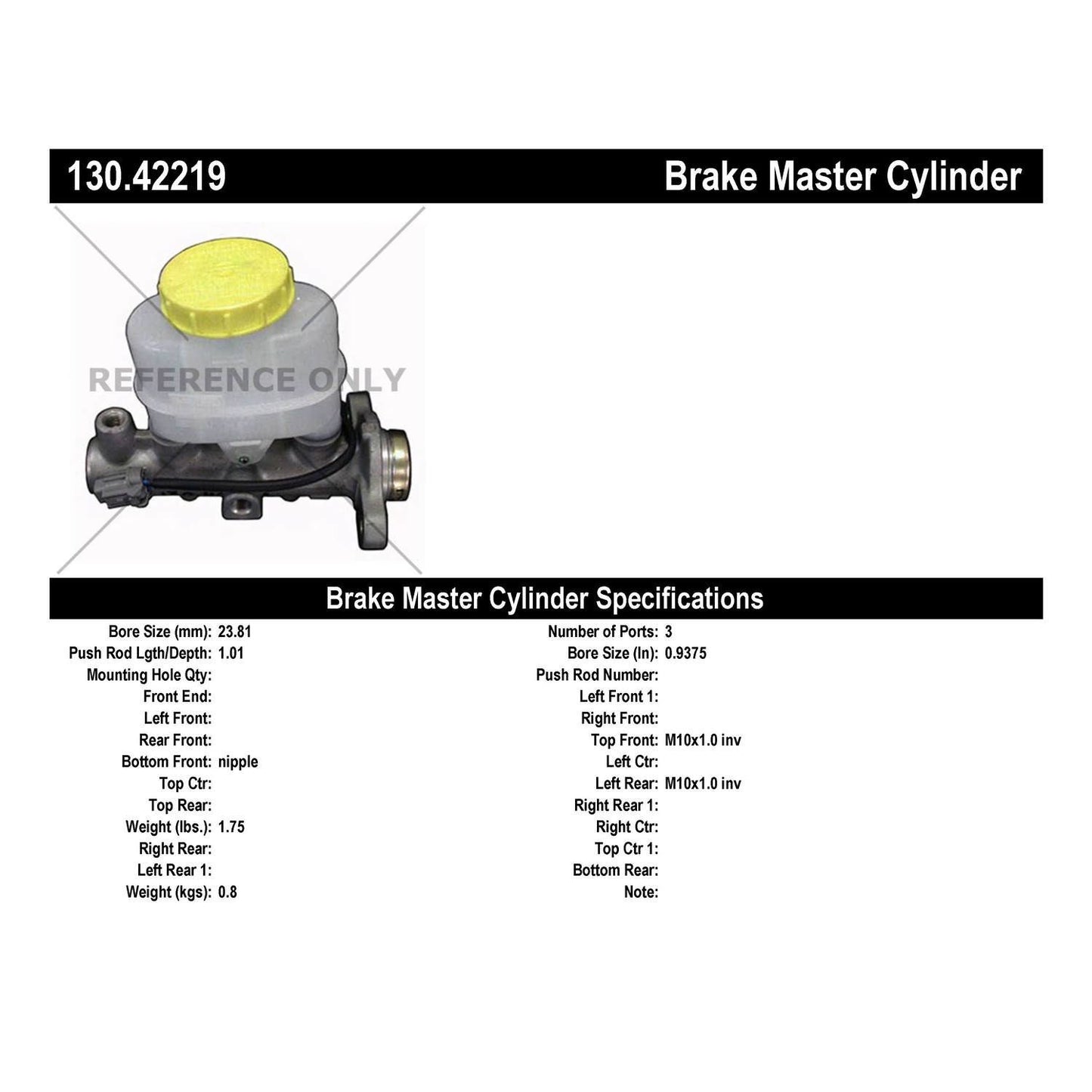 Centric Parts Premium Brake Master Cylinder 130.42219