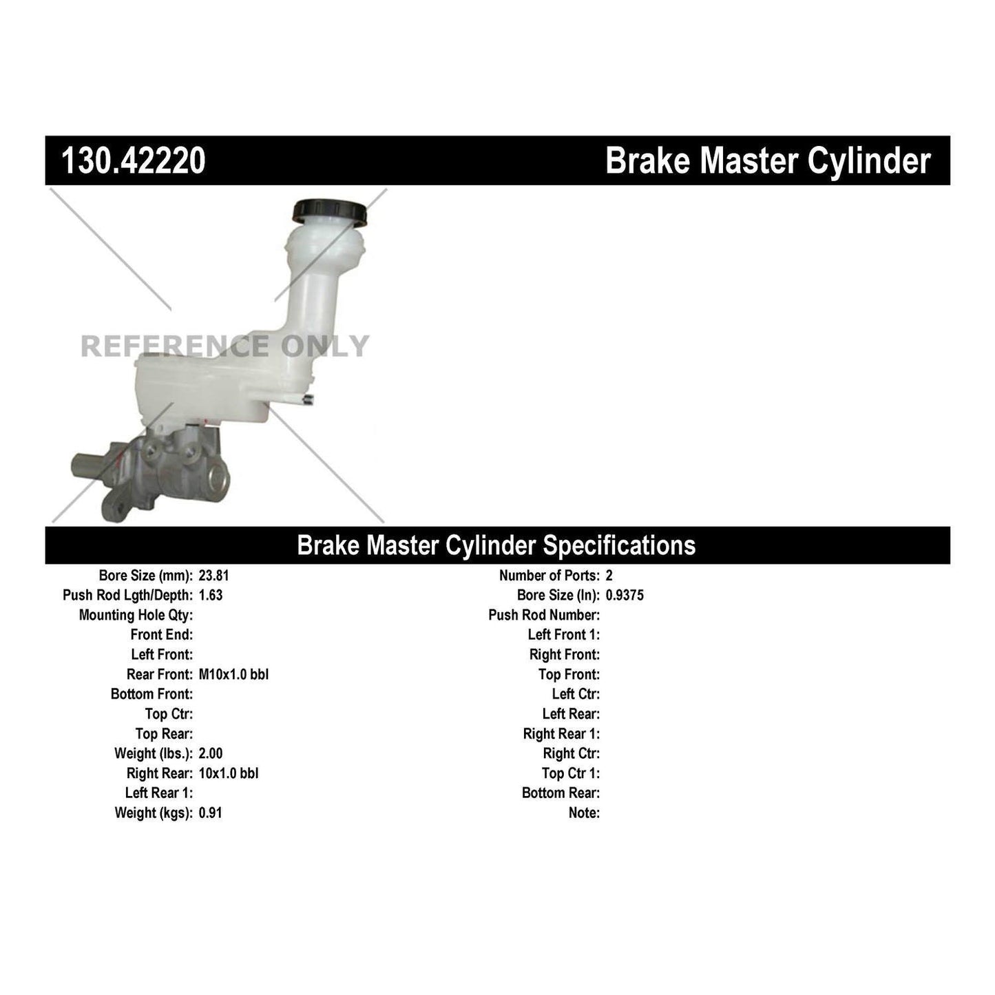 Centric Parts Premium Brake Master Cylinder 130.42220