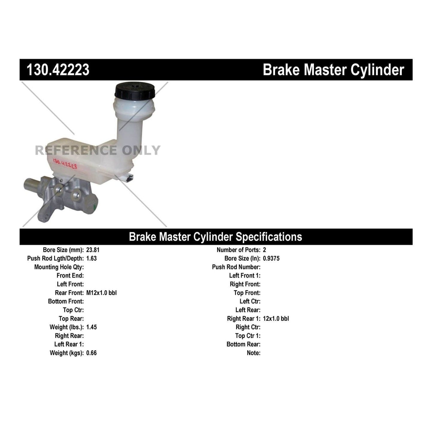 Centric Parts Brake Master Cylinder 130.42223