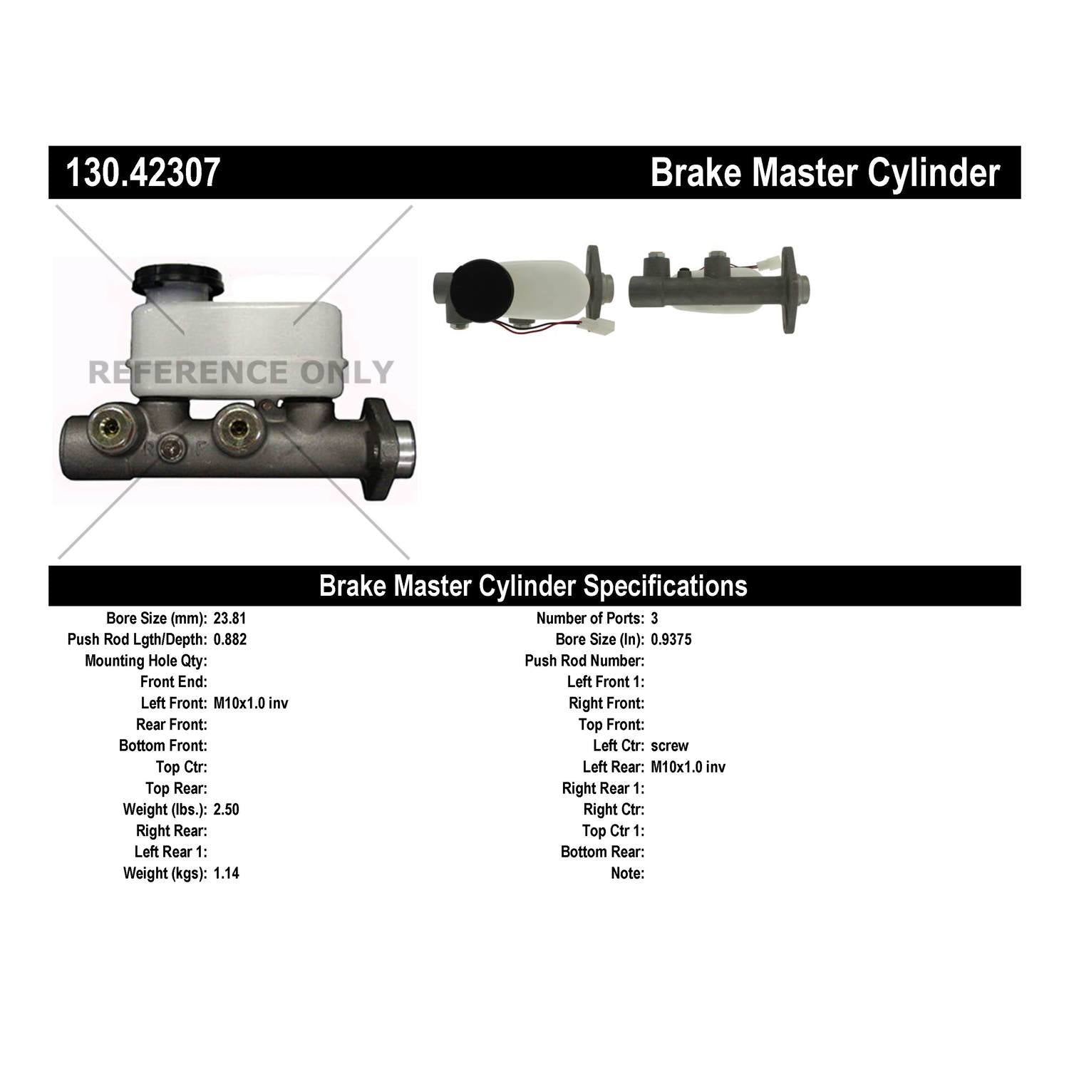 Centric Parts Premium Brake Master Cylinder 130.42307