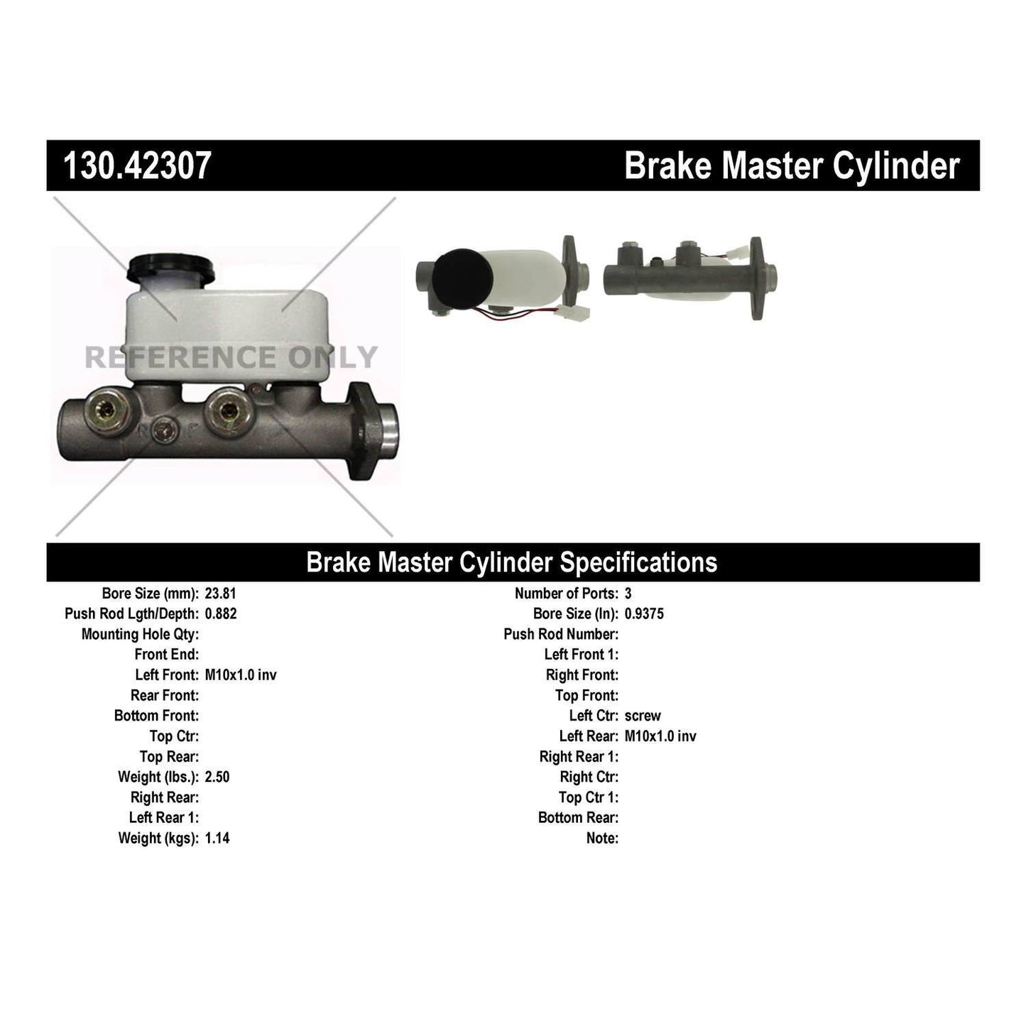 Centric Parts Brake Master Cylinder 130.42307