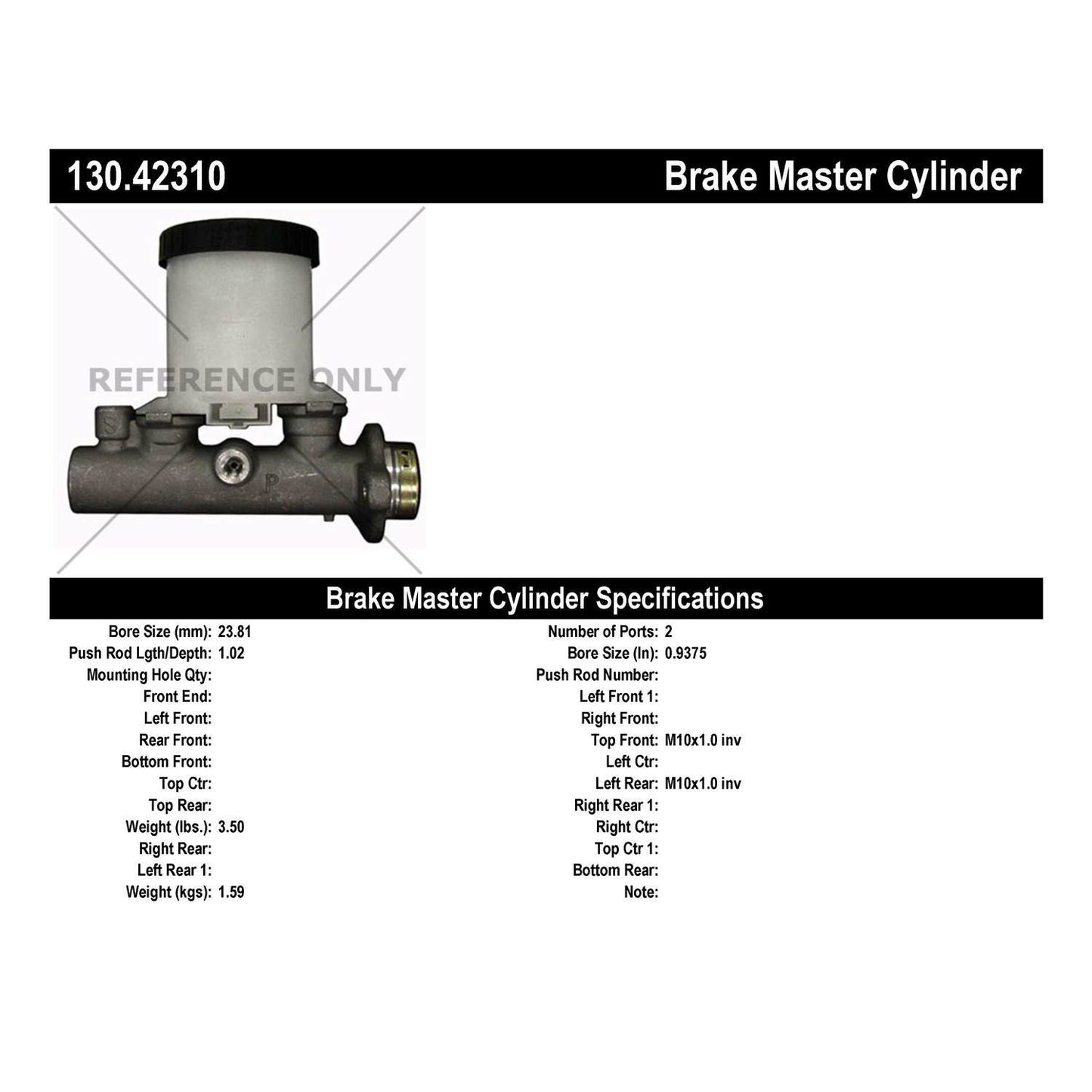 Centric Parts Brake Master Cylinder 130.42310