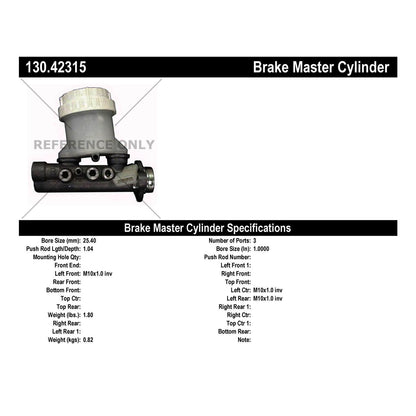 Centric Parts Brake Master Cylinder Premium for 1990-1995 Nissan D21 Pathfinder Pickup 130.42315