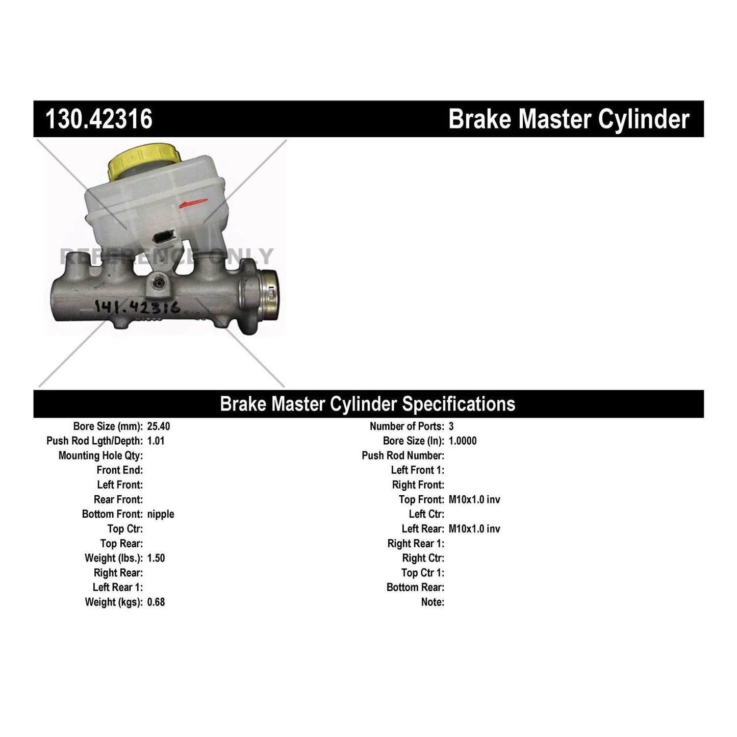 Centric Parts Premium Brake Master Cylinder 130.42316