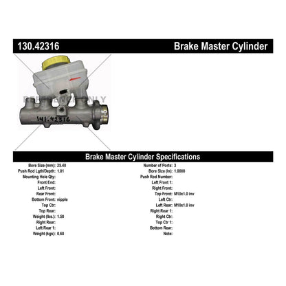 Centric Parts Premium Brake Master Cylinder 130.42316