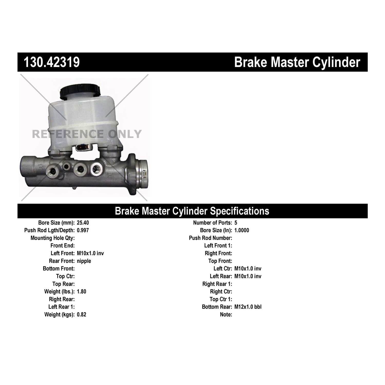 StopTech Premium Brake Master Cylinder 130.42319