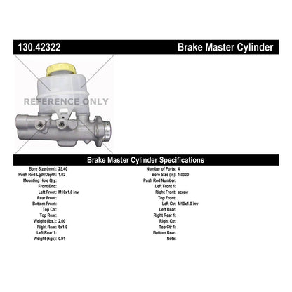 Centric Parts Brake Master Cylinder Premium for 1998-2002 Nissan Frontier Xterra 130.42322