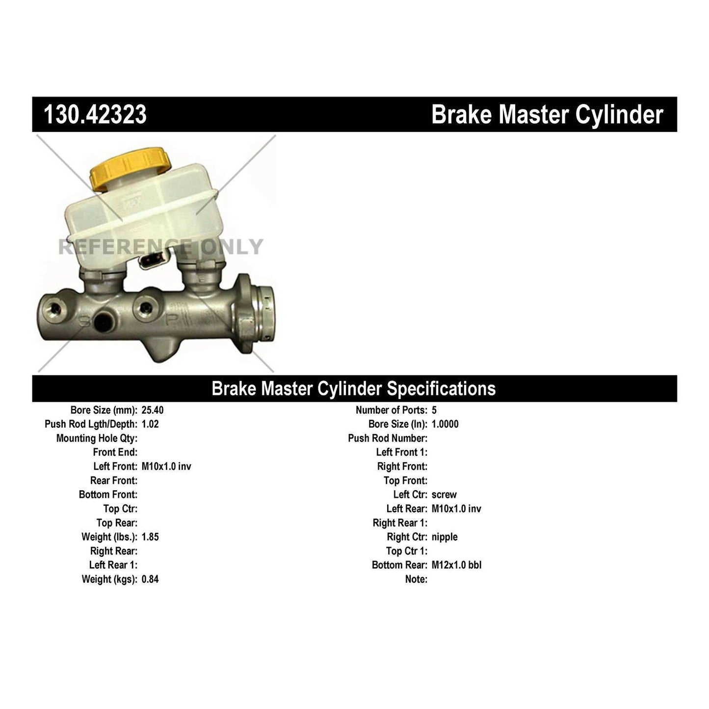 Centric Parts Brake Master Cylinder Premium for 2003-2002 Infiniti QX4 2004-2002 Nissan Pathfinder 130.42323