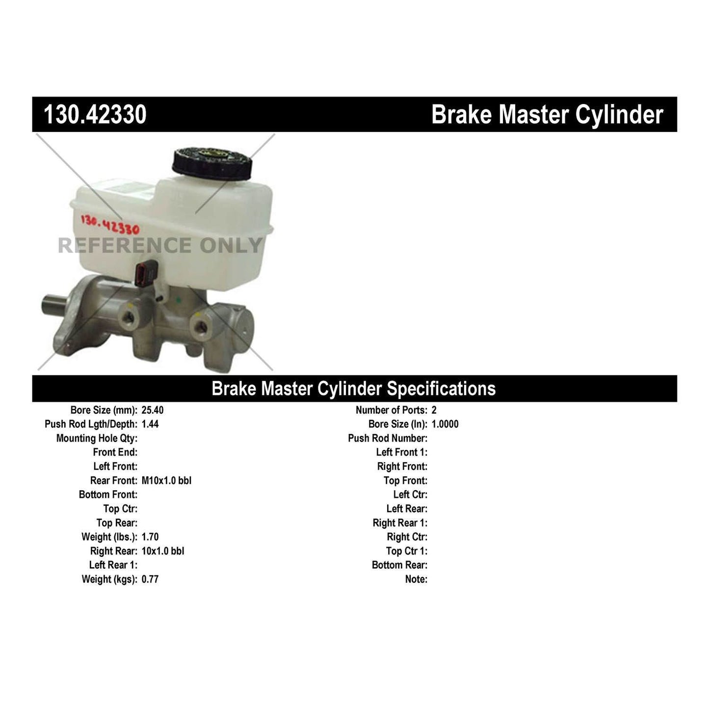 Centric Parts Premium Brake Master Cylinder for 2005-2011 Nissan Frontier Xterra and 2009-2012 Suzuki Equator 130.42330