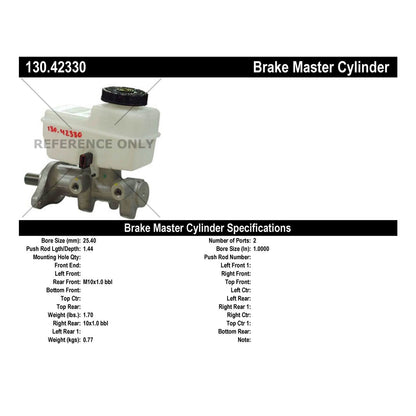 Centric Parts Premium Brake Master Cylinder for 2005-2011 Nissan Frontier Xterra and 2009-2012 Suzuki Equator 130.42330