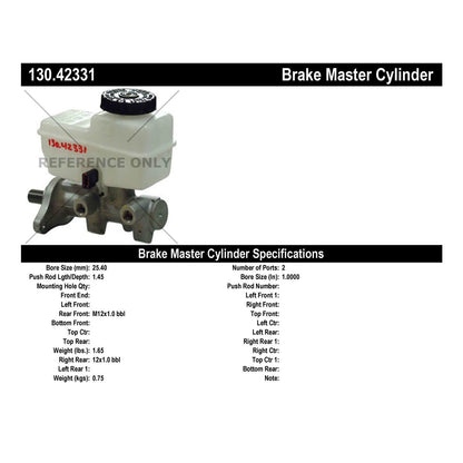 Centric Parts Brake Master Cylinder Premium with Original Aluminum Casting for 2005-2010 Nissan Frontier, 2004-2008 Pathfinder, 2005-2007 Xterra, 2009-2010 Suzuki Equator 130.42331