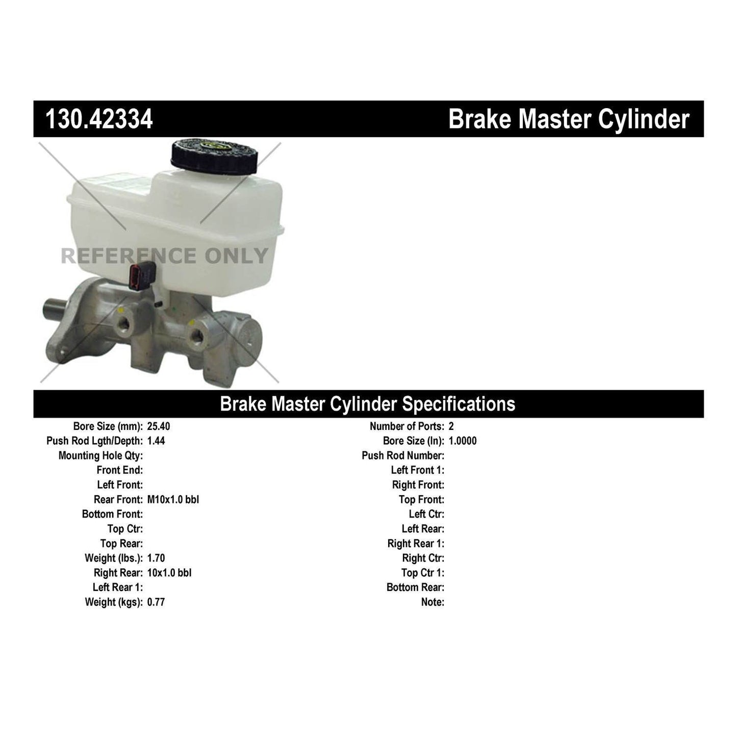 Centric Parts Premium Brake Master Cylinder for 2005-2011 Nissan Frontier Xterra, 2009-2012 Suzuki Equator 130.42334