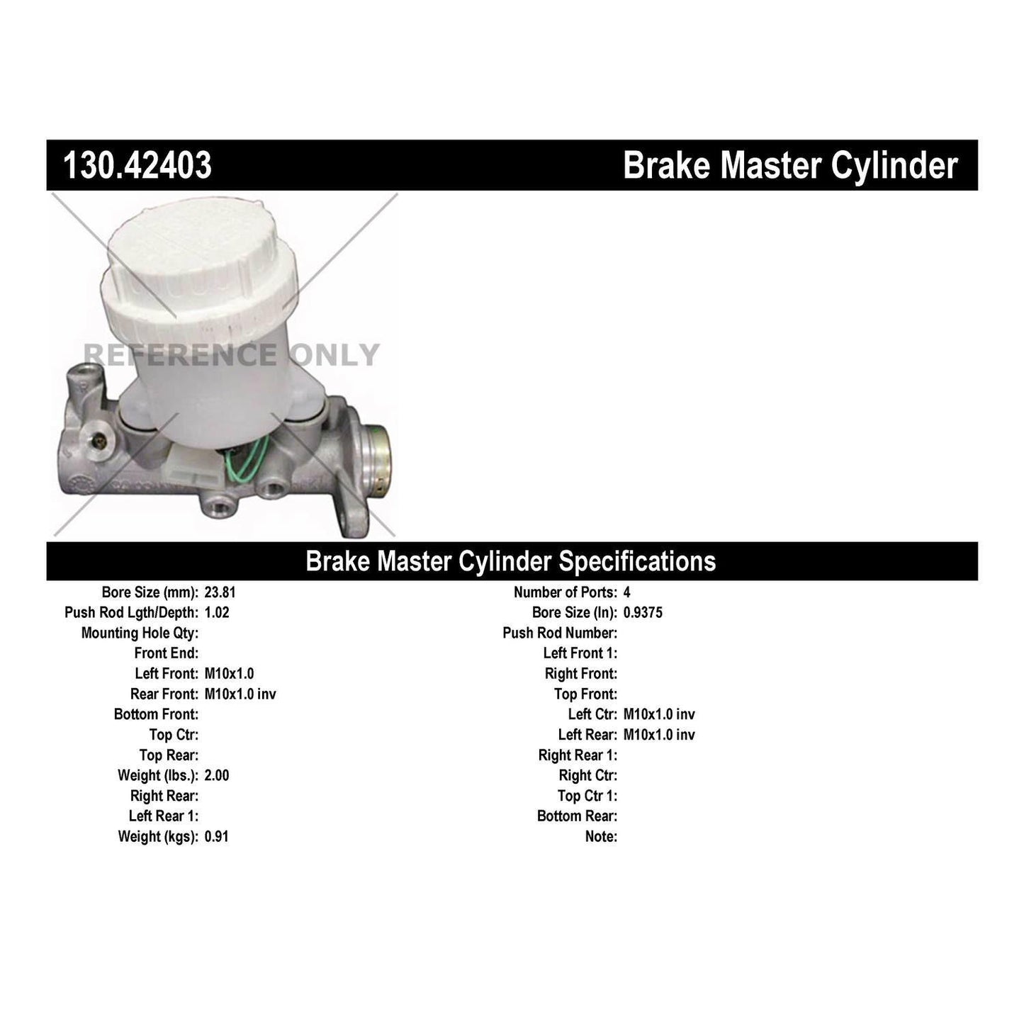 Centric Parts Premium Brake Master Cylinder 130.42403