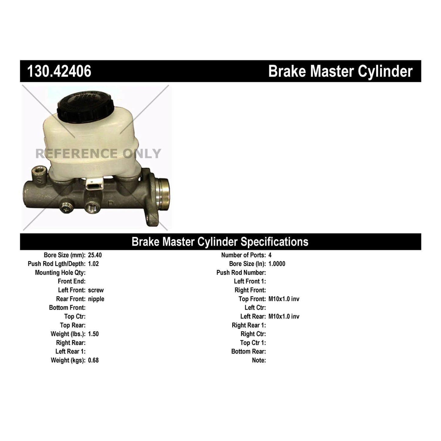 Centric Parts Brake Master Cylinder Premium for 1993-2000 Nissan Altima 130.42406