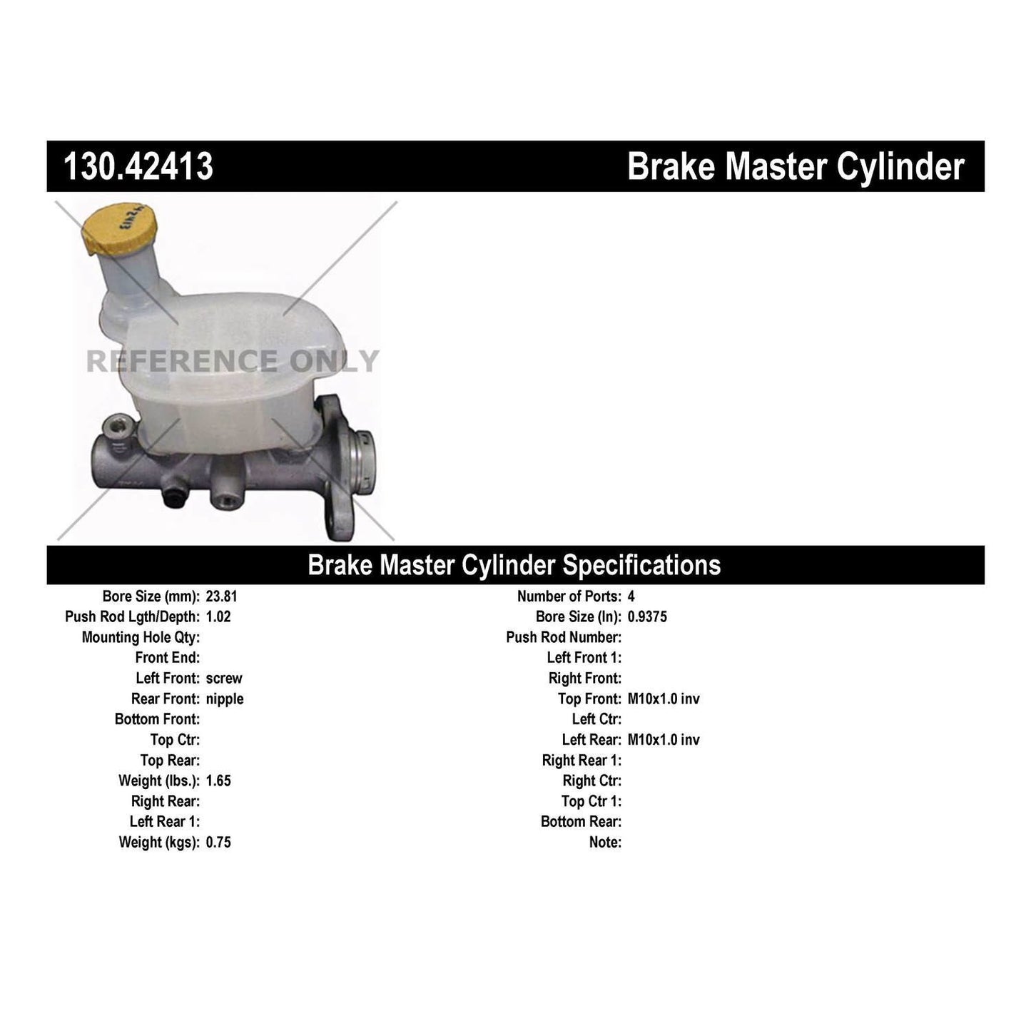 Centric Parts Brake Master Cylinder Premium for 2002-2006 Nissan Altima 130.42413